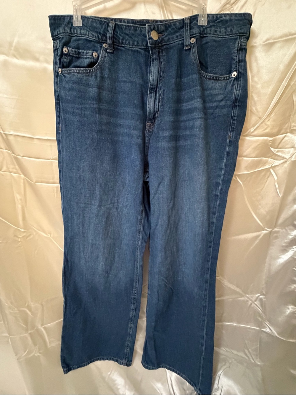 Aeropostale High Rise Wide Leg Jeans Size 14 Medium Wash 100% Cotton